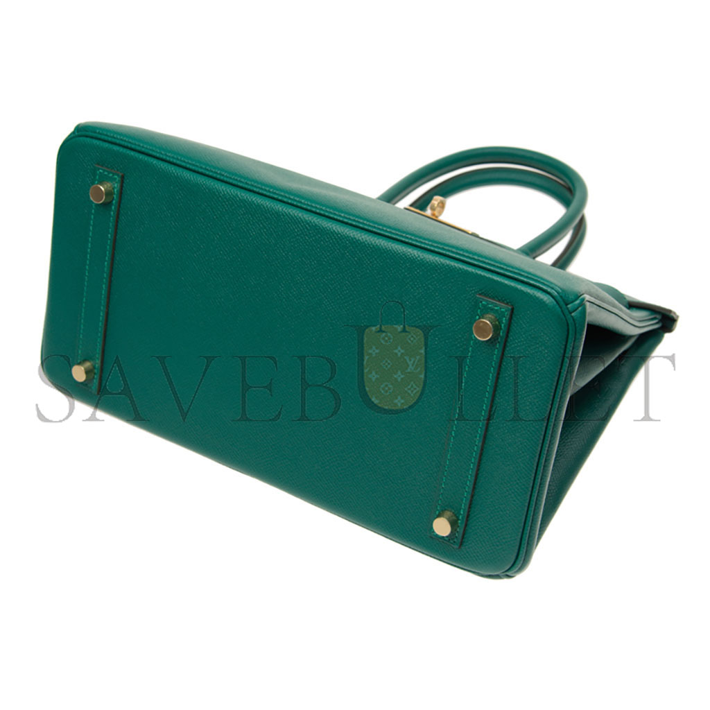 HERMES MASTER BIRKIN 30 EPSOM LEATHER PEACOCK GREEN GOLD BUCKLE BAG H028369CCZ6 (30*23*15cm)